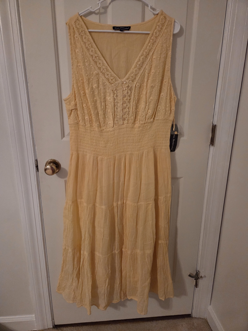 Unique Spectrum Pale Yellow Sleeveless Tiered Maxi Dress
